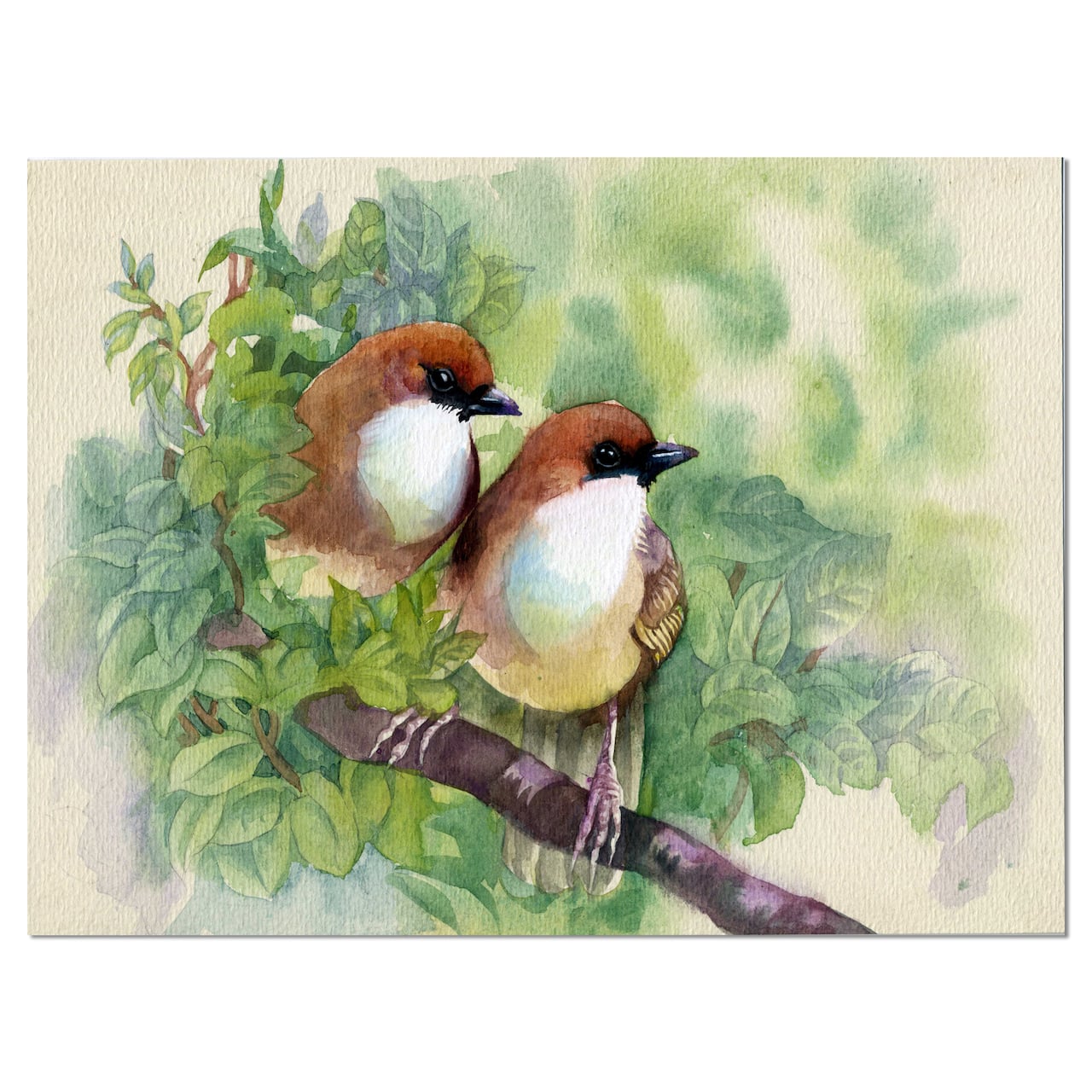 Designart - Birds of Spring - Modern Animal Painting Canvas Print